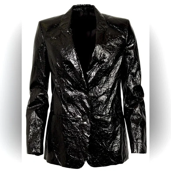 Black shiny  blazer. Women’s Helmut Lang wet-look black jacket/blazer 8 - Picture 9 of 16
